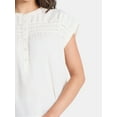 thumbnail image 4 of Time and Tru Women's Pintuck Blouse with Short Sleeves, Sizes XS-XXXL, 4 of 5