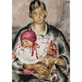 thumbnail image 2 of Nina Aleksandrowicz 14x18 Black Ornate Wood Framed Double Matted Museum Art Print Titled - Mother with a Child (1924), 2 of 5