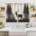 thumbnail image 2 of Black Beige Forest Elk Kitchen Curtains 63 Inch Length, Rustic Country Elk Woodland Grommet Top Bedroom Living Room Curtains, Light Filtering Cafe Curtain Drapes 2 Panels Set 104''x63'', 2 of 9