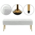 thumbnail image 4 of Duhome Furry Bench Ottoman Comfortable Footrest Stool Bench Indoor Bench with Golden Legs for Entryway Living Room Bedroom White, 4 of 9
