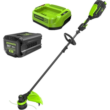 Greenworks 80V 16" Brushless Cordless String Trimmer (Carbon Fiber), 2.0Ah Battery and Charger Included