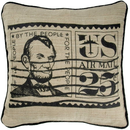 Rizzy Home Decorative Poly Filled Throw Pillow Stamp 18"X18" Natural
