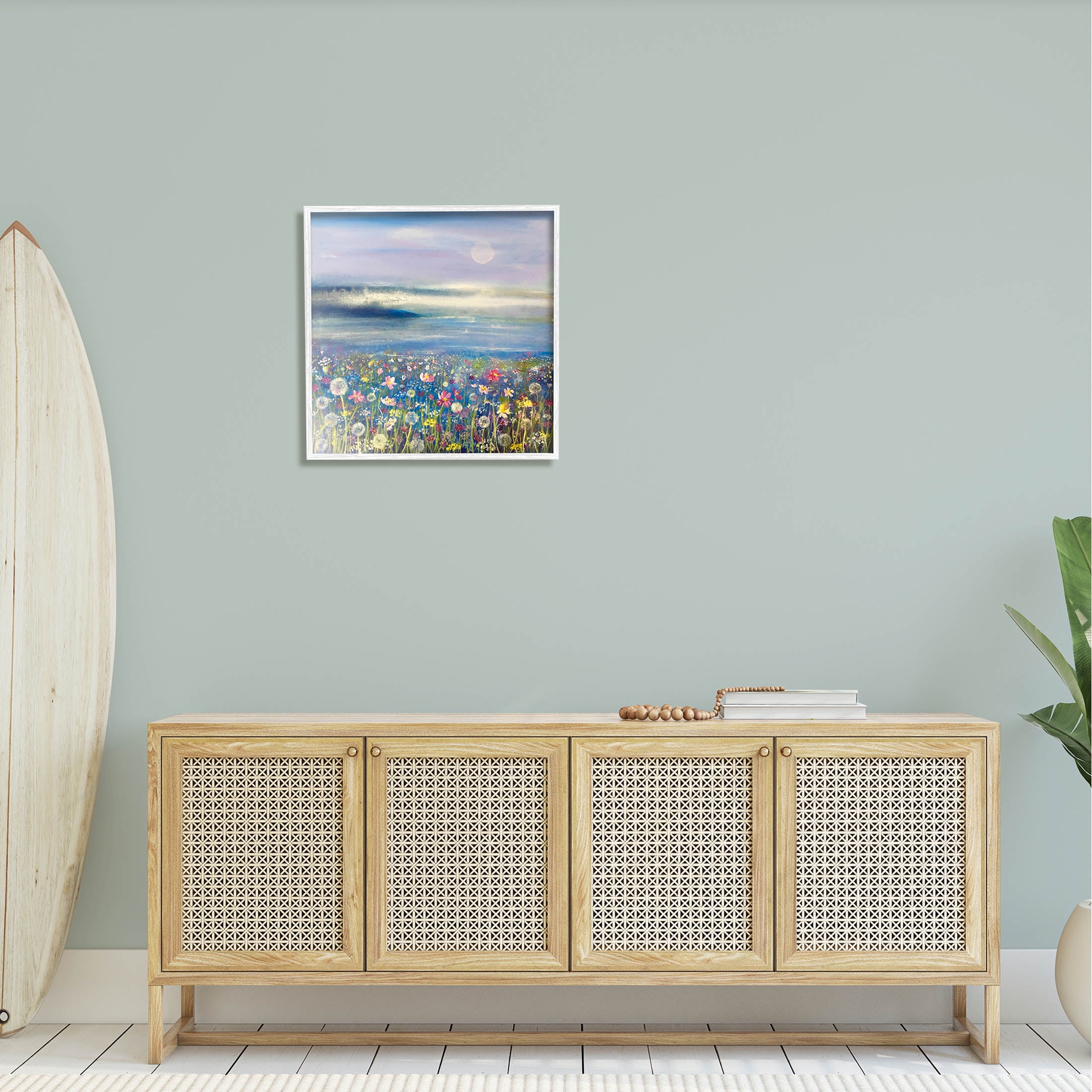Stupell Industries Moonlit Lake Meadow Painting White Framed Art Print Wall Art, Design by Emma Catherine Debs