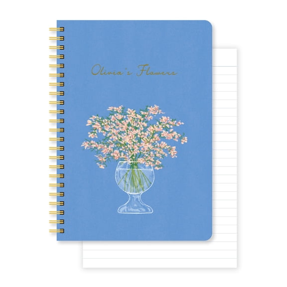 Monolike Olivia's Flowers Series.2 A5 Line Spiral Notebook, 02. Blue Vase - Hardcover 5.83 x 8.27inch 128 Page