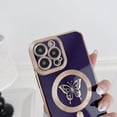 thumbnail image 2 of for iPhone Case,[Compatible with MagSafe] Electroplated Bumper Butterfly Print Camera Lens Protection Soft Shockproof Cover Phone Case (Blue,iPhone 14 Plus), 2 of 6