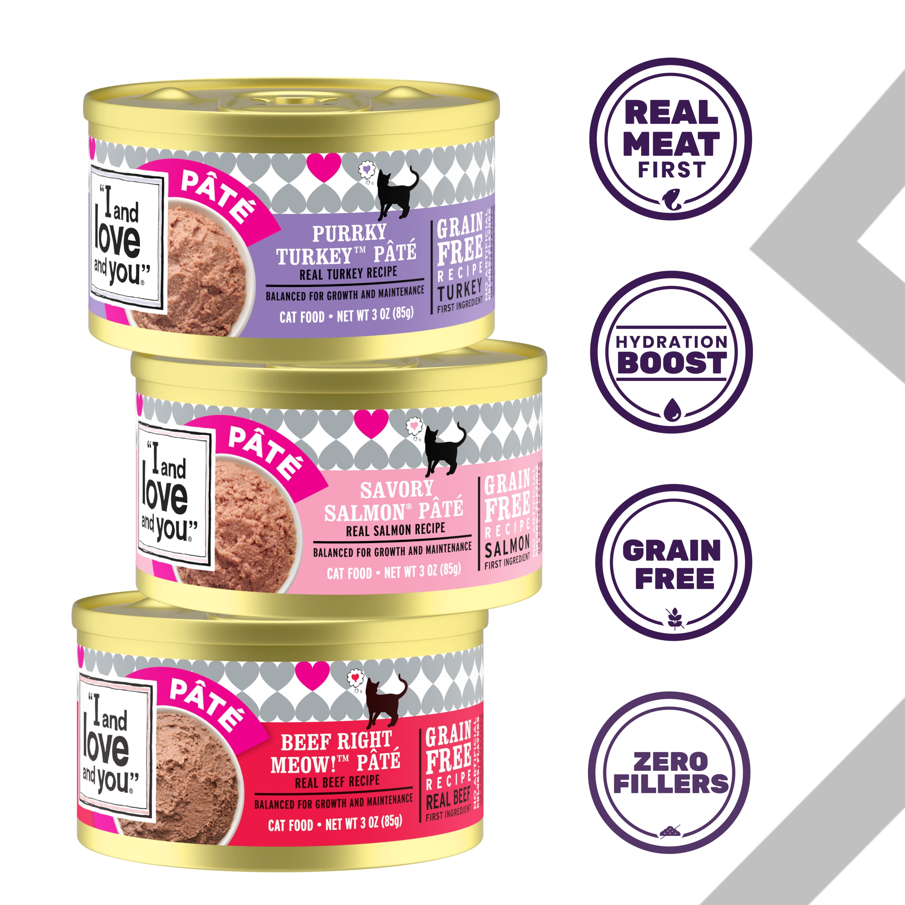 (2 pack) "I and love and you" Farm 2 Sea Cat Food, Variety Pack (Beef, Salmon, Turkey)