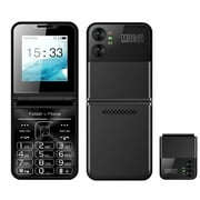 Black Flip Cellphone Four SIM Card 2G GSM Cellular Network Flashlight Speed Dial Magic Voice Foldable Mobile Phone