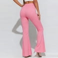 thumbnail image 6 of LangJing Women Workout Leggings No Front Seam Straight Leg Leggings Bell Bottoms Flared High Waist Stretch Wide Leg Gym Yoga Pants Pink,S, 6 of 6