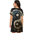 thumbnail image 2 of Women Nightgowns Short Sleeve Night Gowns Sleep Shirt Nightshirt Sleepwear, Round Cool Art Oriental Symbol, 2 of 7