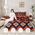 thumbnail image 3 of Manfei Southwestern Aztec Twin Comforter Sets, , Orange Black Bedding Set, Black Reversible 2 Pieces, 1 Comforter and 1 Pillowcase, 3 of 6