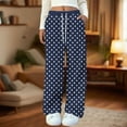 thumbnail image 3 of Fmbrln Polka Print Flannel Pajamas Pants for Women Fall Winter Thickened Fleece Warm Pajamas Pants Drawstring Elastic Waist Wide Leg Pajamas Pants Soft Comfy Home Sleepwear Pants with Pockets, 3 of 4