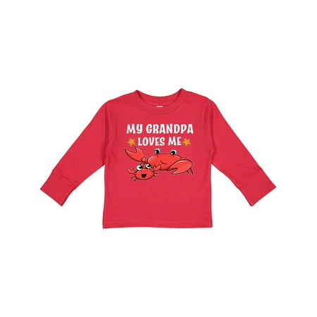 

Inktastic My Grandpa Loves Me- cute crab family Gift Toddler Boy or Toddler Girl Long Sleeve T-Shirt