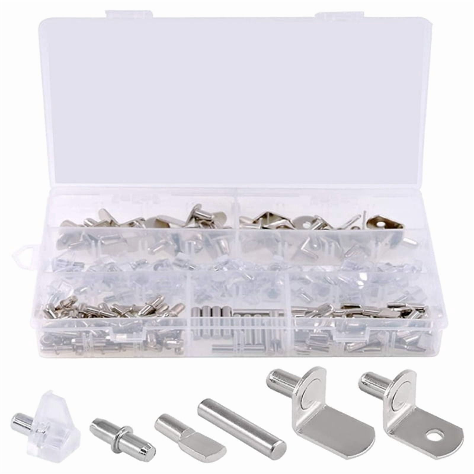 160pcs 6 Styles Cabinet Shelf Support Bracket Pegs Assortment Kit Furniture Bookcase Pins Clips Holder Hardware Tools for Shelf Holes on Cabinets