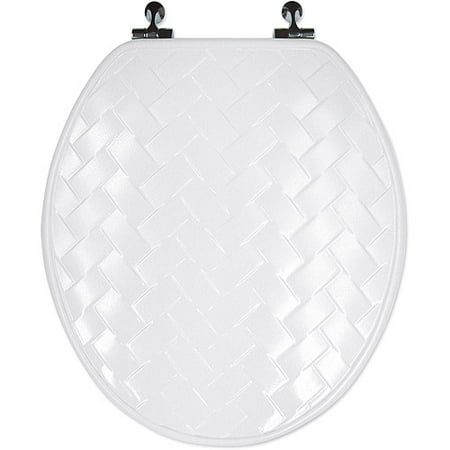 White Wicker Wood Toilet Seat