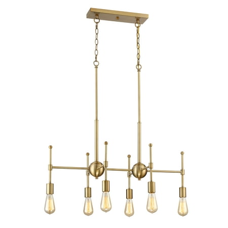 - 6-Light Natural Brass Chandelier