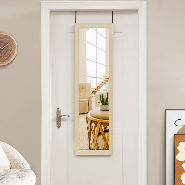 Naomi Home Full Length Over The Door Mirror Wall Mounted Large Color Cream Size 48 X 14 Com Door Mirror Wall Mounted Large, Large Door Size Mirror