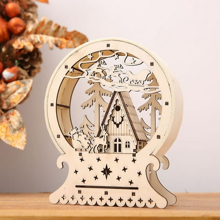 Led Deer Outtop Christmas Decor Ornament LED Lights Deer Cart Luminous Wooden House Mall Window Hot sale ()