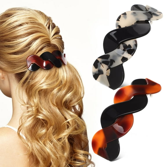 GAXIRE 2Pcs Flat Claw Clips Secure Hold Tortoise Shell Hair Clips For Thick Hair Women Various Hairstyles