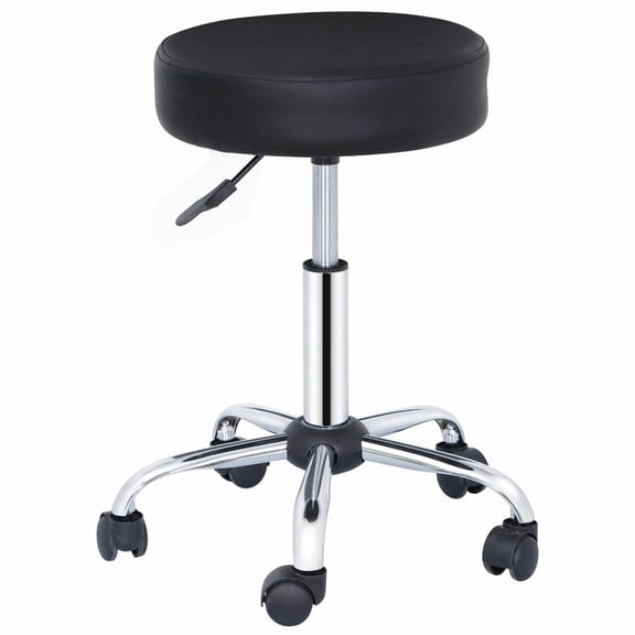 HOWEN Hydraulic Rolling Stool, Adjustable Swivel Salon Stool Chair with Wheels and Round Seat in Black, for Massage, Tattoo, and Beauty Salon
