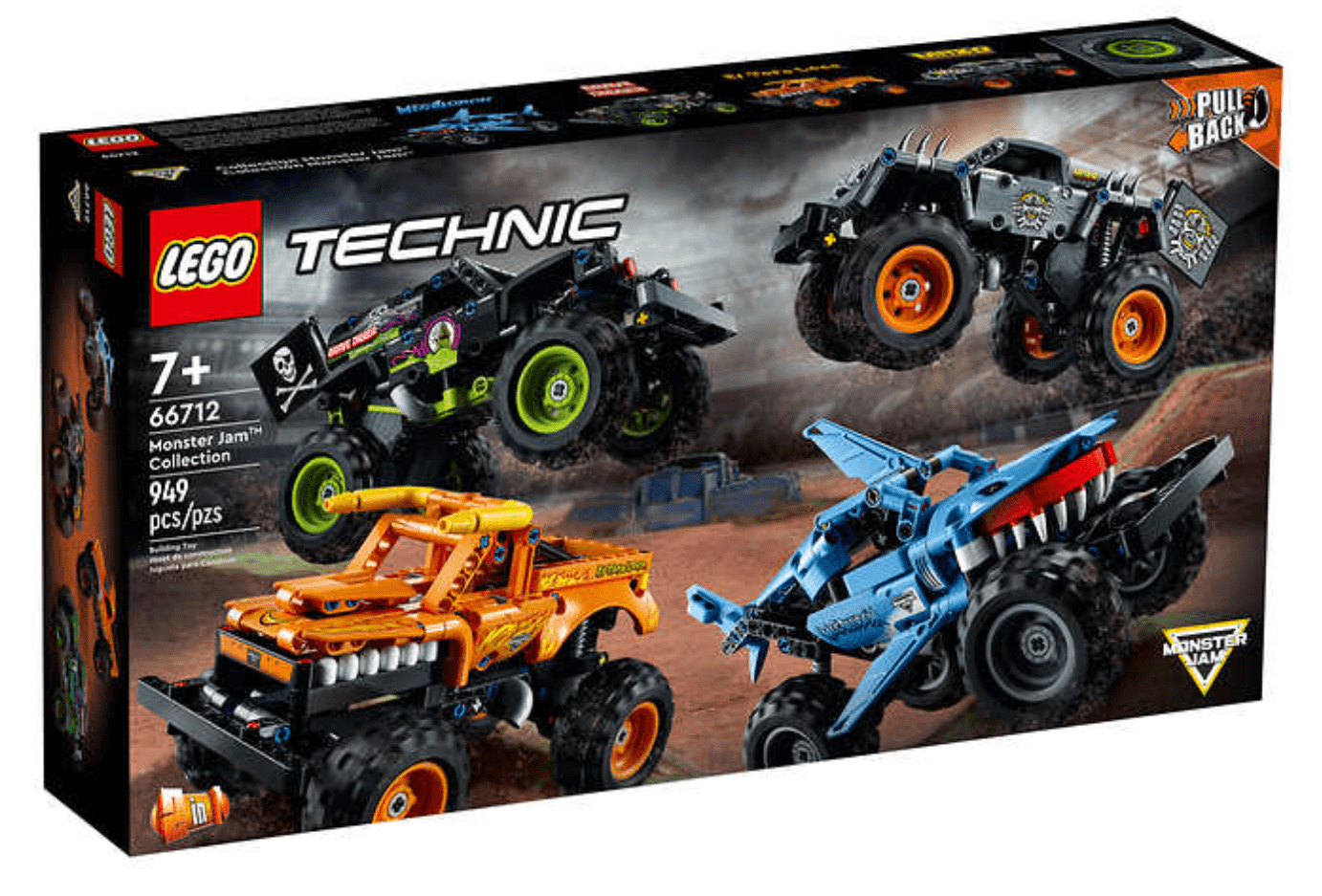 sløjfe uafhængigt Misforståelse LEGO Technic Monster Jam Collection Max-D, Grave Digger, Megalodon, El Toro  Loco - Walmart.com