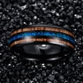 thumbnail image 3 of 8mm Men's Black Tungsten Rings Blue Created Opal and Hawaiian Koa Wood Inlay Wedding Band, 3 of 4