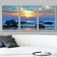 thumbnail image 3 of wall26 Framed Canvas Print Wall Art Set Blue &amp; Orange Sunset on Rocky Beach Shore Nature Wilderness Photography Realism Rustic Scenic Colorful Ultra for Living Room, Bedroom, Office - 24"x36, 3 of 5