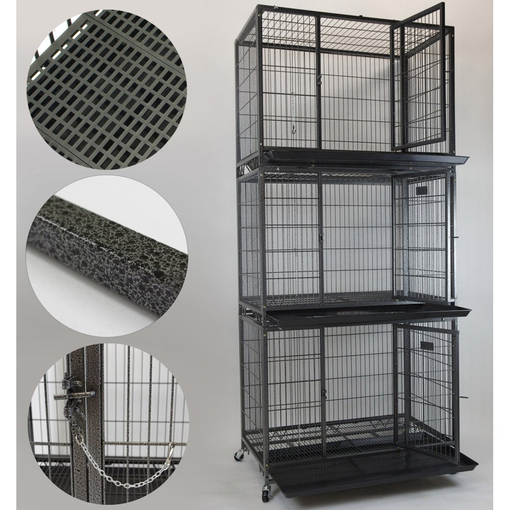 Homey Pet 3 Tier Dog Cage with Wheels and Trays, 37"L x 25"W x 87"H