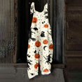 thumbnail image 7 of Halloween Jumpsuits for Women One Piece Sleeveless Pumpkin Print Rompers Pants Adjustable Strap Baggy Overalls Casual Cotton Overalls with Pockets Fashion Fall Clothes Party Outfits, Beige 4XL, 7 of 7