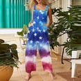 thumbnail image 2 of JULMCOMO American Flag Jumpsuits for Women Independence Day Cotton Wide Leg Patriotic Rompers Red White Blue Sleeveless 4th of July Outfits with Pockets Royal Blue XL, 2 of 6