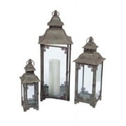 Melrose Candle Lantern Set of 3 - Metal/Glass
