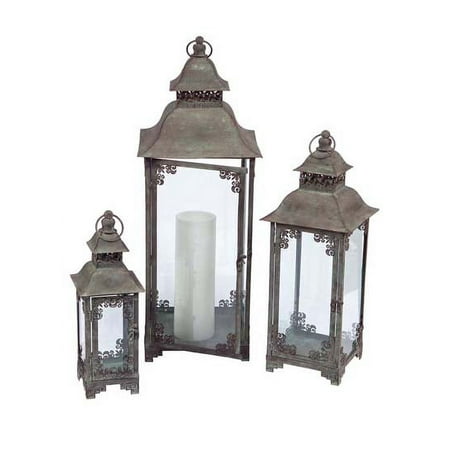 Melrose Candle Lantern Set of 3 - Metal/Glass