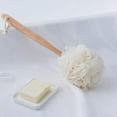 thumbnail image 2 of Scheam Loofah Back Scrubber - Bath & Shower Body Brush Pouf for Men & Women- Mesh Sponge - Long Handled Lufa, Exfoliating Handheld Stick - For Face Washing, Spa Accessory,Beige, 2 of 8
