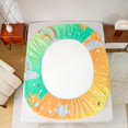 thumbnail image 4 of Manfei Watercolor Rainbow Fitted Sheet Queen, Vibrant Sun Galaxy Bedding, Orange Green, 3pcs, 1 Fitted Sheet and 2 Pillowcases, 4 of 6