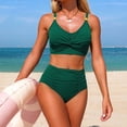 thumbnail image 5 of BRGZLK Women's High Waisted Bikini Sets Tummy Control 2 Piece Split Swimsuit V-Neck Full Coverage Knot Front Bathing Suit, 5 of 5