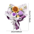 thumbnail image 3 of Handmade Crochet Bouquet Purple Roses & Sunflower - 35cm/13.78in Knitted Floral Arrangement, Elegant Home Decor Gift (Purple & Yellow), 3 of 6