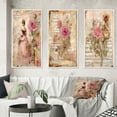 thumbnail image 1 of Designart "Victorian Lady Amid Rustic Pink Roses I" Rose Framed Wall Art Set Of 3 - Pink Traditional Frame Gallery Set For Office Decor, 1 of 6