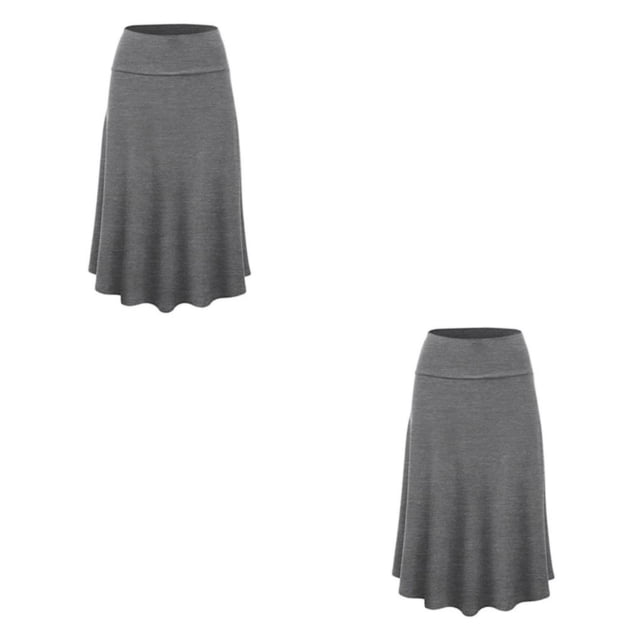 Qarigey Hermosa plisada en - Material de alta Sexy Diseño negra midi Faldas gris XXL 2Conjunto