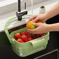 thumbnail image 5 of Hanging Kitchen Colander with Handle, Retractable Sink Drain Basket - Space Saving Strainer for Pasta Fruit and Vegetable Washing (Beige), 5 of 9