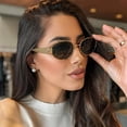 thumbnail image 2 of Typpkmm Oval Sunglasses for Women Men Trendy Metal Frame Sun Glasses Classic Shades, 2 of 7
