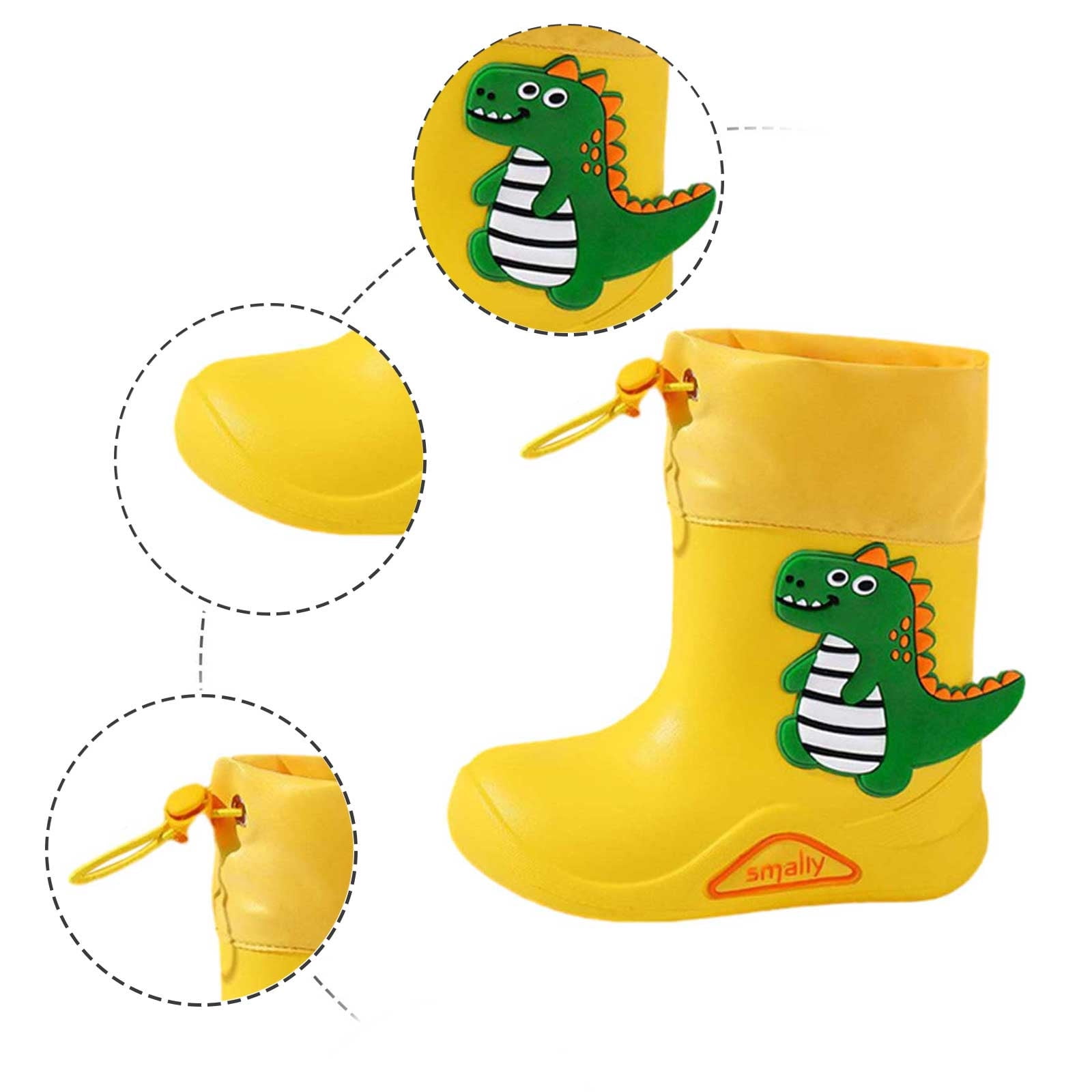 Povozer Toddler Girl Rain Boots Babys Rain Boots Children Waterproof Shoes for Boys Girls(Yellow,5.5-6 Years)