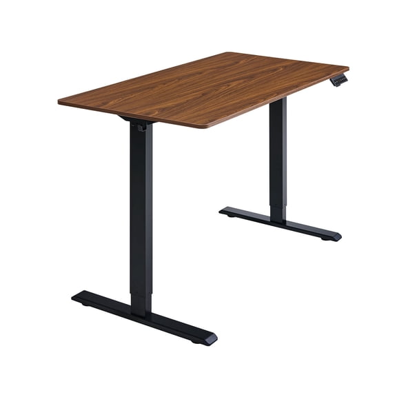 S-HOME 24x48 Inches Electric Adjustable Height Desk Dark Walnut Frame and Mahogany Top Ideal Sit Stand Home Office Solution