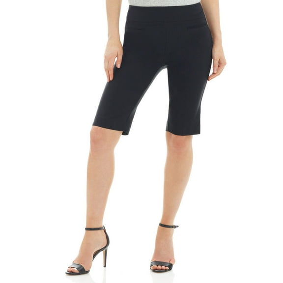 Rekkuna Women's Pull-On Modern Slim Fit Stretchy Comfort Short with 12" inseam (6, Black)