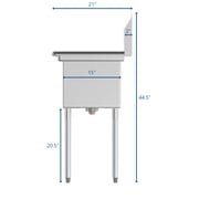 KoolMore 36 in. Two Compartment Stainless Steel Commercial Sink, Bowl Size 15x 15x 12