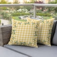 thumbnail image 3 of Lemons Fruit Outdoor Pillow Covers Pack of 2 White Flowers Summer Yellow Plaid Farm Waterproof Throw Pillow Covers Decorative Cushion Cases for Patio Garden Tent Balcony Couch 24x24 inch, 3 of 9