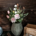 thumbnail image 3 of Artificial Fake Flowers Plants Silk Flower Arrangements Wedding Bouquets Decorations Plastic Floral Table Centerpieces for Home Kitchen Garden Party Décor (Pink), 3 of 14