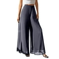 thumbnail image 2 of Women's Straight Pants Fashion Casual Pants, Chiffon Wide Leg Pants Loose Long Trousers for Women, Flowy Dress Pants, Office Casual Wear,Gray,XL, 2 of 6