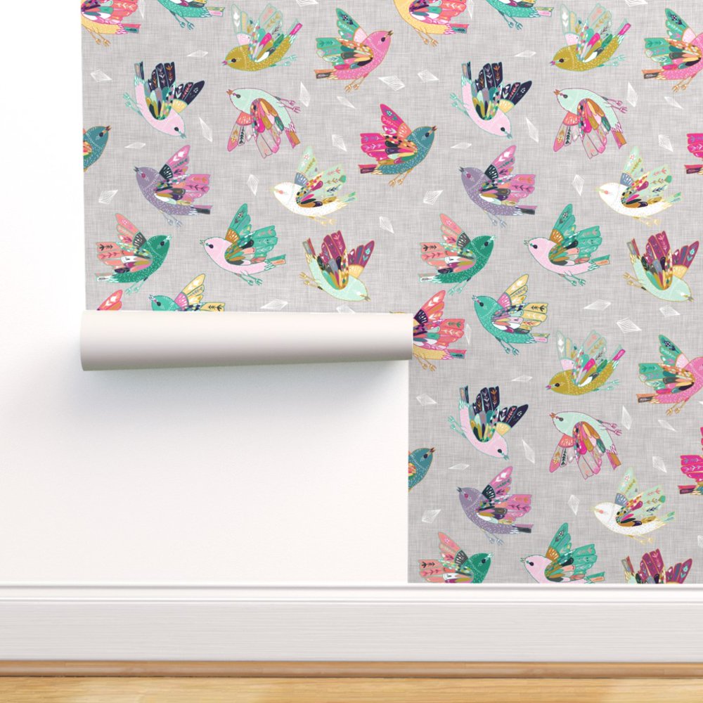 PeelandStick Removable Wallpaper Eclectic Birds Colorful