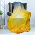 thumbnail image 4 of Yellow and Blue Soft Flannel Fleece Blanket, Sunset over Harvest Wheat Nature Rural Field Autumn Landscape, Cozy Plush for Indoor and Outdoor Use, 70" x 90", Earth Yellow Petrol Blue, by Ambesonne, 4 of 5