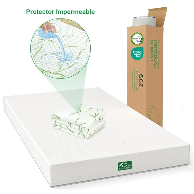 Colchón Memory Foam Individual en Caja, 3 Capas de Espuma de Alta Densidad a conciliar el sueño, 100x190x15 cm-Blanco