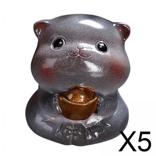 Estatuilla de mesa,Té mascota gato animal estatuilla decoración del hogar,Resina artesanal Feng Shui Teatable Teahouse,Ornamento pequeñas artesanías de té para la decoración de la sala de
